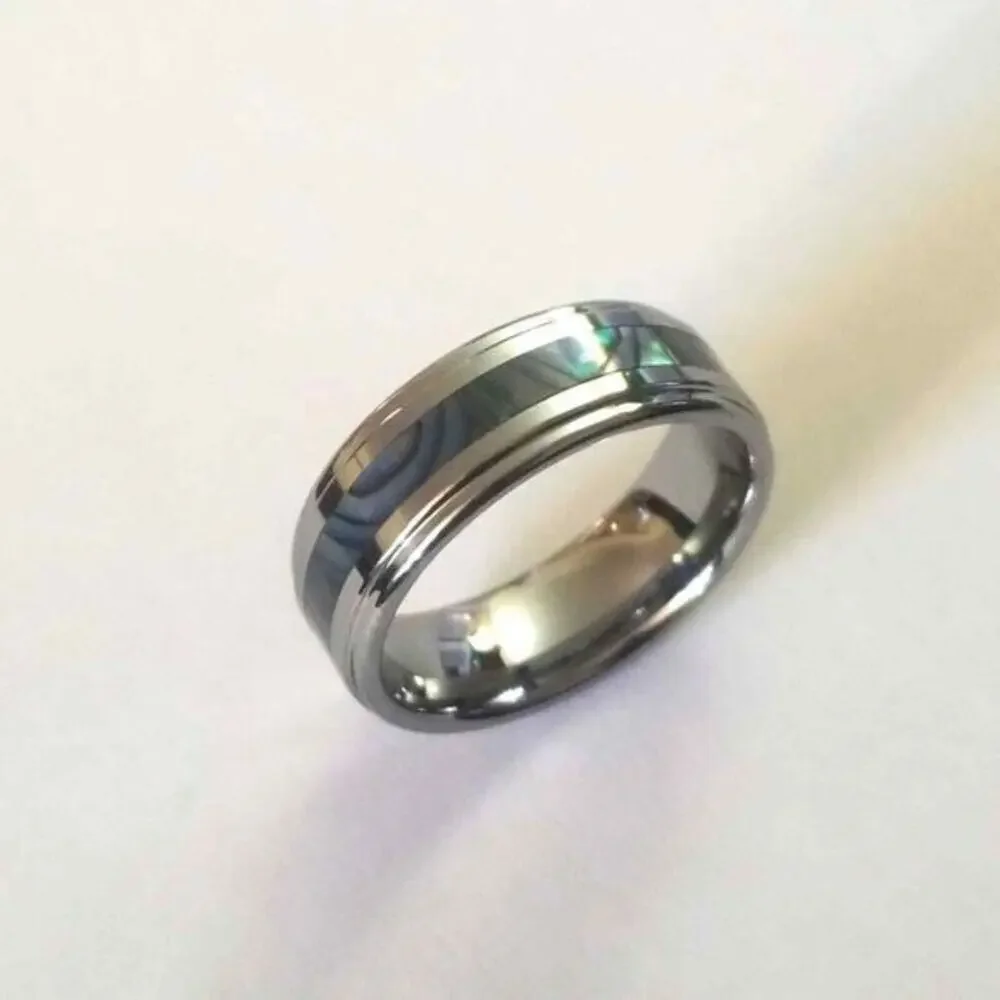 New‎ Tungsten carbide Abalone Inlay Center Ring size 9